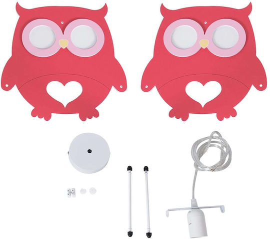 GloboStar Eule Einfaches Licht Kinderdeckenleuchte Deckenleuchte mit Fassung E27 Rot 29.5x30.5cm