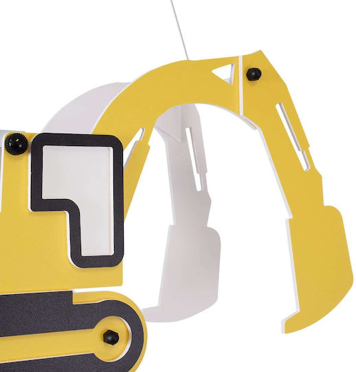 GloboStar Excavator Μονόφωτο Παιδικό Φωτιστικό Κρεμαστό από Πλαστικό με Υποδοχή E27 Κίτρινο 45x27cm
