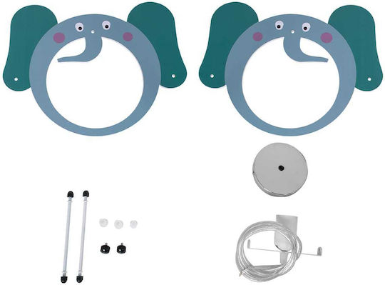 GloboStar Elephant Einfaches Licht Kinderdeckenleuchte Deckenleuchte mit Fassung E27 Grün 37.7x31.5cm