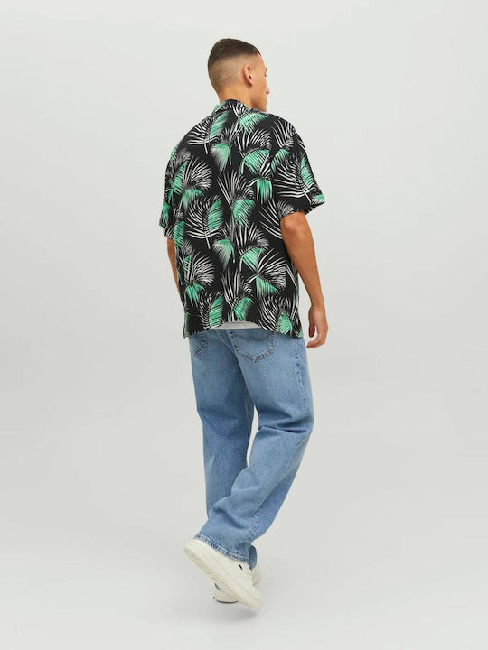 Jack & Jones Cămașă Bărbătească Cu mânecă scurtă Floral Albastru marin