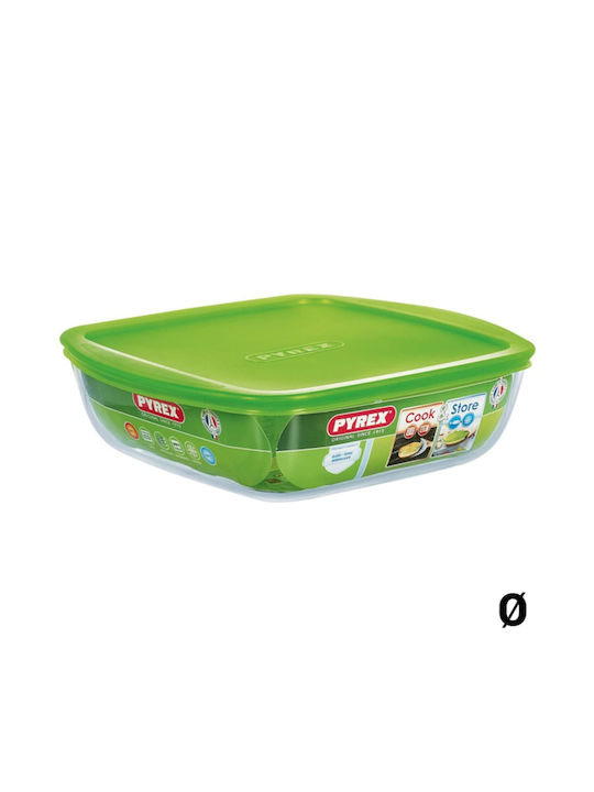 Pyrex Microwave Glass Lunch Box Green 1250ml