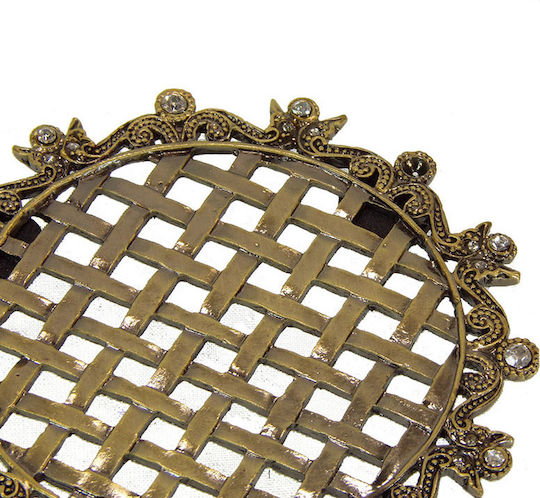Karvounis Round Metallic Gold Coasters with Stand 6pcs