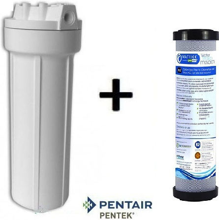 Pentair Slim Line Water Filtration System Single Under Sink / Central Supply with Replacement Filter Matrikx PB1 0.5 μm