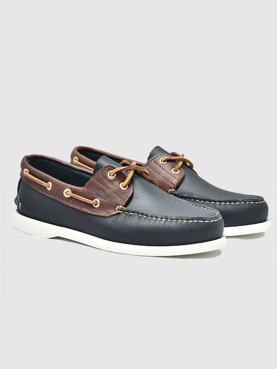 Chicago Men's Leather Boat Shoes Navy/Tabac