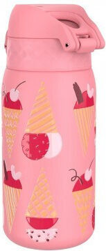 Ion8 Kids Water Bottle Stainless Steel with Screw Cap Non Spill Pink 400ml