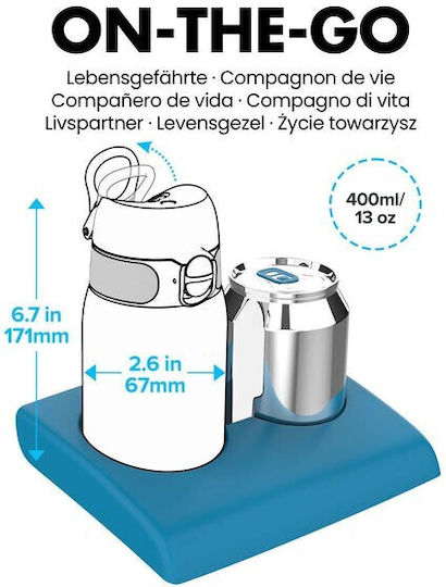 Ion8 Kids Water Bottle Stainless Steel with Screw Cap Non Spill Pink 400ml