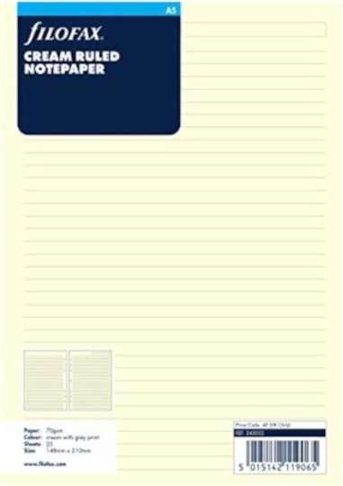 Filofax Ανταλλακτικές Κόλλες A5 Ριγέ Μπεζ