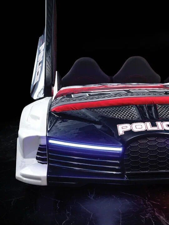 Poliție Pat pentru Copii Masina Single Multicolor pentru Saltea 90x190cm
