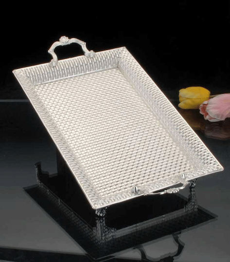 Karvounis Versilbert Rechteckig Serviertablett mit Griffen in Silber Farbe 42x28x7cm 19668DM 1Stück Karvounis Versilbert Rechteckig Serviertablett mit Griffen in Silber Farbe 42x28x7cm 19668DM 1Stück