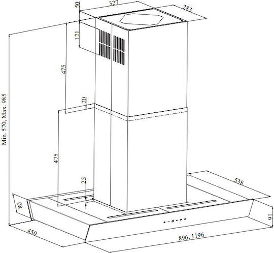 Davoline Flow 90 Chimney Vent Hood 90cm Black