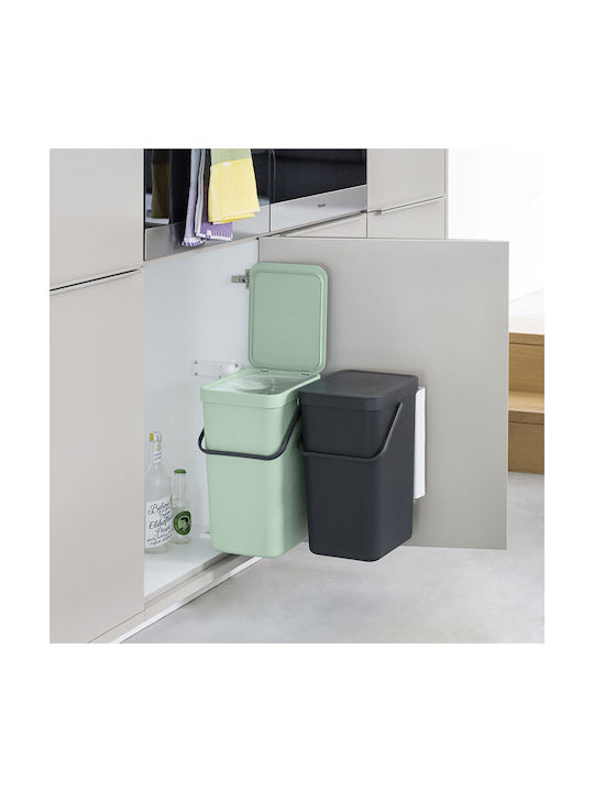 Brabantia Sort&Go Κάδος Απορριμμάτων Πλαστικός Dark Grey & Jade Green 16lt 2τμχ