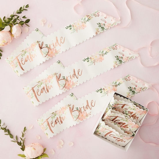 Ginger Ray Team Bride Party Ribbon with Theme "Marriage" from Paper Set of 6pcs FH-208