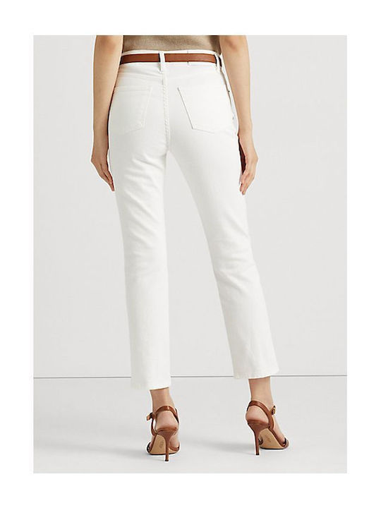 Ralph Lauren High Waist Women's Jean Trousers in Straight Line White