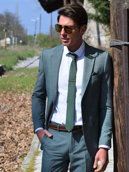 Men's suit in slim fit, by a Greek company, in mint color (code J051)