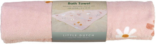 Little Dutch Flowers & Butterflies Kids Beach Towel Pink 120x60cm