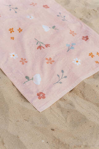 Little Dutch Flowers & Butterflies Kids Beach Towel Pink 120x60cm