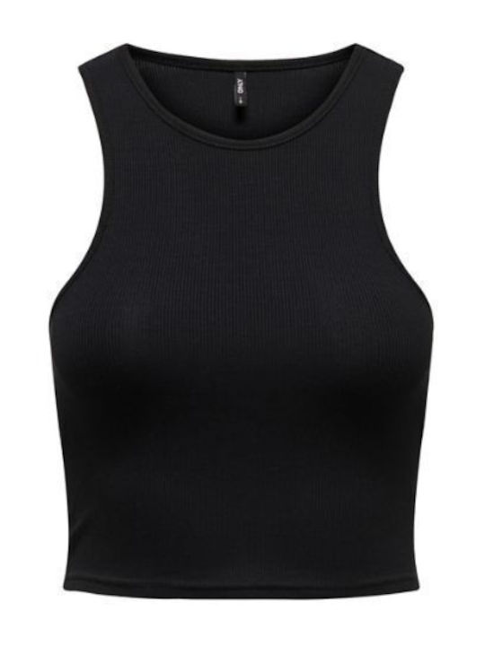 Only Damen Sommer Crop Top Baumwolle Ärmellos Schwarz