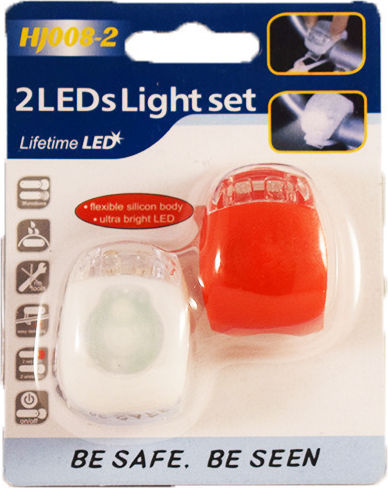 HJ008-2 Bicycle Lights Set Silicone LED White/Red