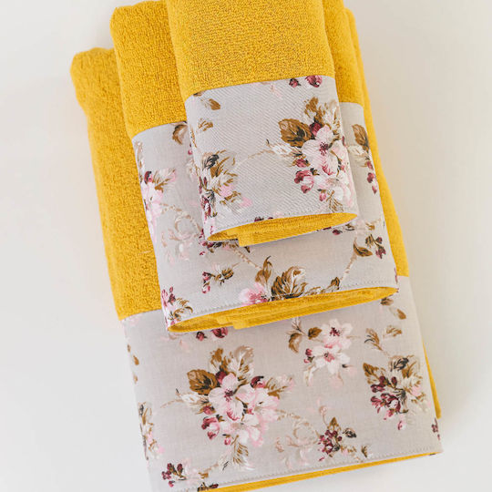 Borea Set of 3 Wildflower Mustard Bath Towels Borea Set of 3 Wildflower Mustard Bath Towels