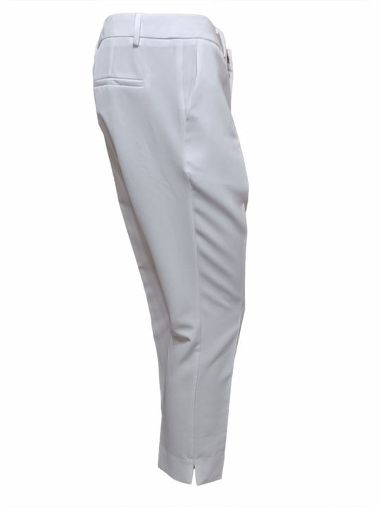 Women's Fabric High Rise White Chino Pants in Straight Line with Regular Fit ATTENTIF / White