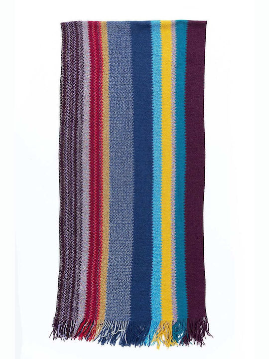 Missoni Scarf with bold stripes in Bordeaux/Blue 14GSC47VM/D6747