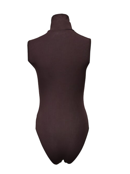 Bodysuit pentru femei Pulover cu guler înalt Maro