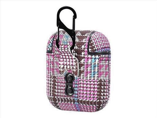 TerraTec Air Box Θήκη Υφασμάτινη με Γάντζο Tartan Pink για Apple AirPods
