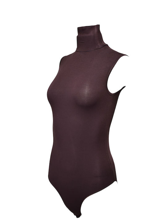 Bodysuit pentru femei Pulover cu guler înalt Maro