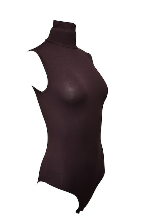 Bodysuit pentru femei Pulover cu guler înalt Maro