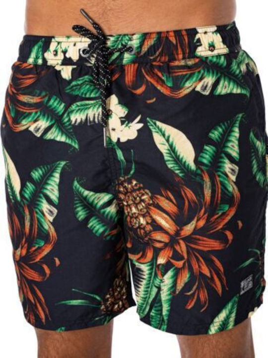 Black Pineapples Men's Swimwear Shorts Multicolour Floral