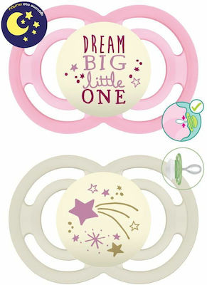 Mam Orthodontic Pacifiers Silicone Dream Big Pink Night for 6-16 months 2pcs