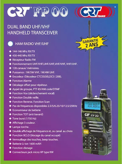 CRT FP00 Безжичен Трансивър UHF/VHF 5W с Монохромен Екран Camo