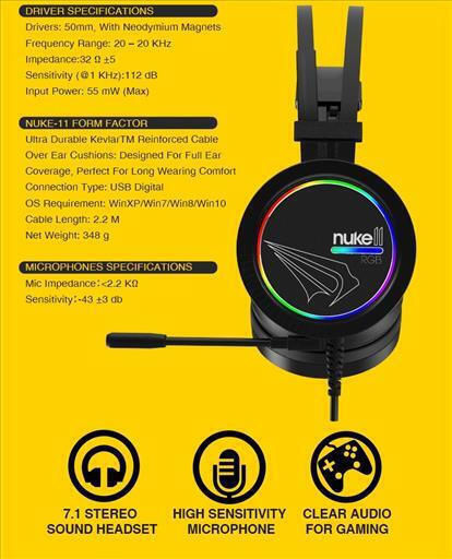 Armaggeddon Nuke 11 Over Ear Gaming Headset με σύνδεση USB