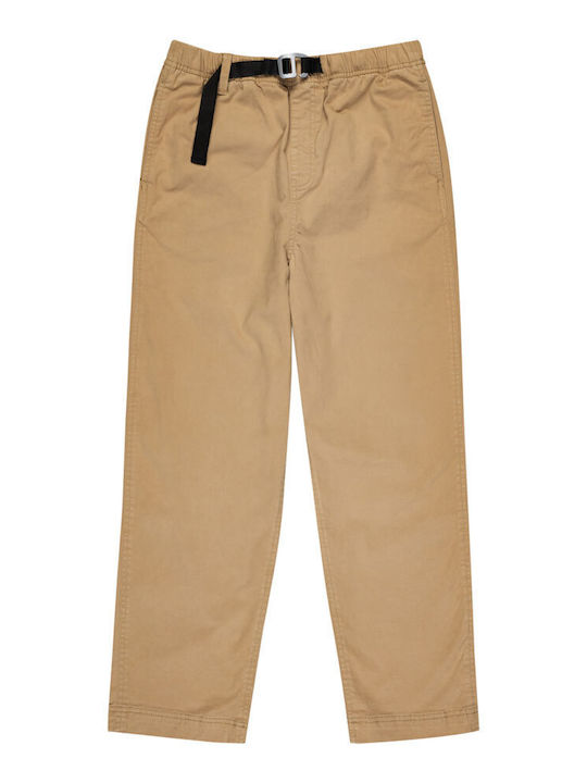Damen Stoff Hose mit Gummizug in Entspannter Passform Khaki