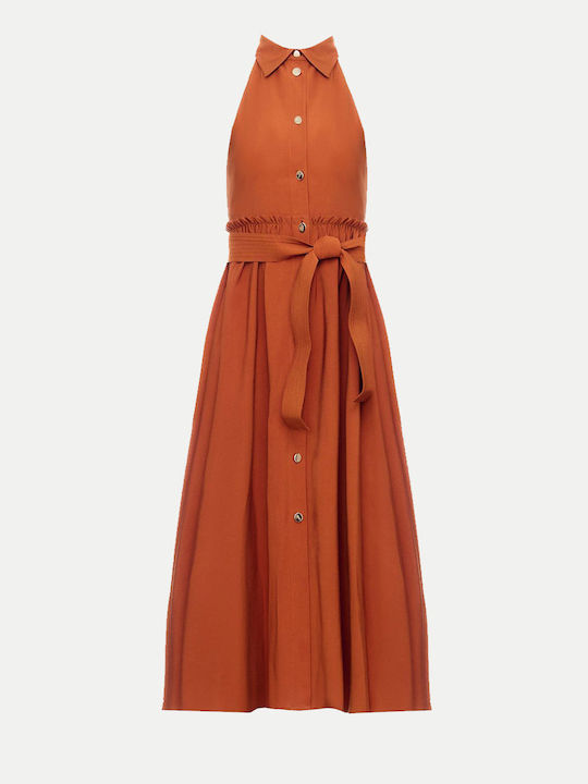 Abito Summer Midi Shirt Dress Dress Orange
