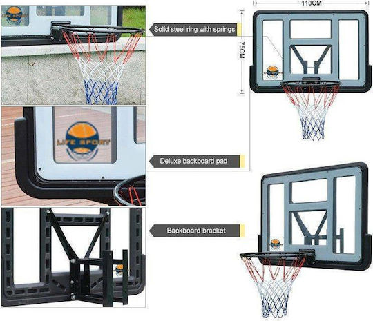 Life Sport S007 Basketballkorb mit Rückwand 110x75cm und Netz
