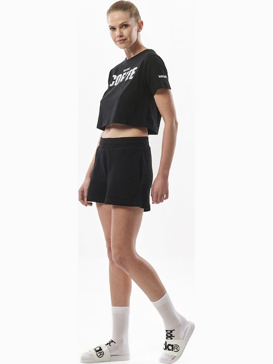 051325 Women's Oversized Crop T-shirt Black