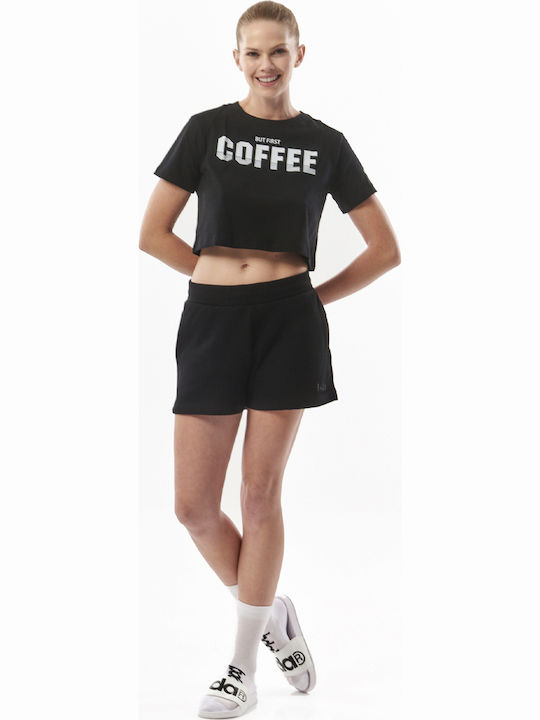 051325 Women's Oversized Crop T-shirt Black