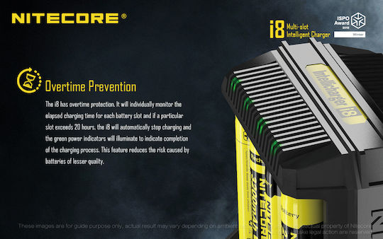 NiteCore i8 Charger 8 Batteries Ni-Cd/Ni-MH Size AA/AAA/D/18650/16340/26650/14500