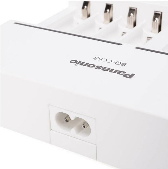 Panasonic Eneloop 8 Slots BQ-CC63 Charger 8 Batteries Ni-MH Size AA/AAA in White color
