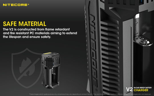 NiteCore V2 Φορτιστής 2 Μπαταριών Li-ion/Ni-MH Μεγέθους AA/18650