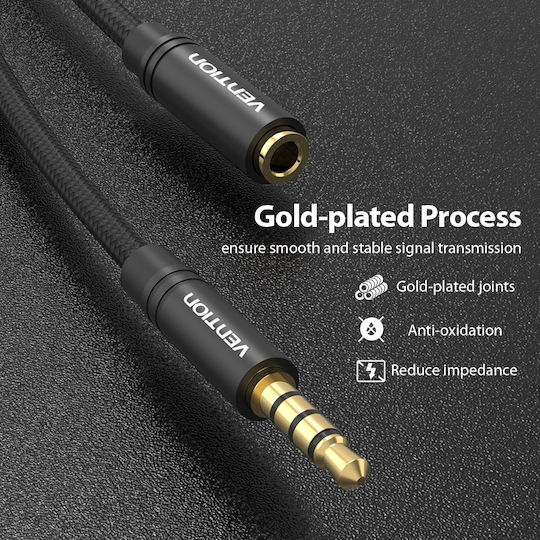 Vention TRRS 3.5mm Male to 3.5mm Male Audio Cable Black 2m with Gold Plated Terminals BHBBH