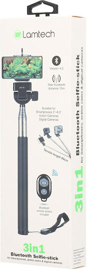 Lamtech 3in1 Selfie Stick με Bluetooth / Τηλεχειριστήριο Μαύρο