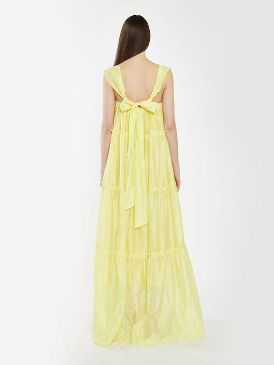 Glamorous Sommer Maxi Kleid mit Rüschen Gelb