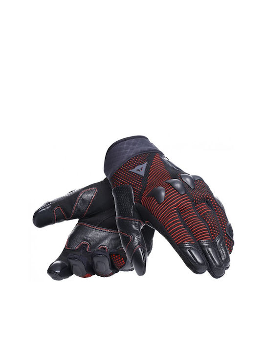 Dainese Unruly Ergo-Tek Summer Men's Motorcycle Gloves Leather Black/Fluo Red