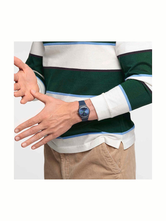 Swatch Swatch Γυναικείο Ρολόι 41mm Μπαταρίας με Μπλε Καουτσούκ Λουράκι