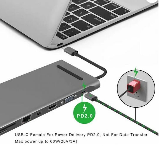 Factory USB-C Docking Station mit HDMI 4K PD Ethernet und Verbindung 2 Monitore Silber (KYL-6529589057-OEM)