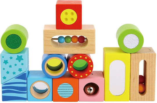 Tooky Toys Wooden Building Blocks Multi Function for 1+ Year 12 Pieces