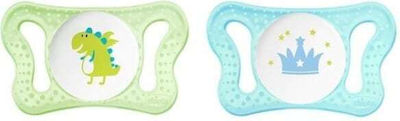 Chicco Orthodontic Pacifiers Silicone Little Prince Green-Blue with Case for 0-2 months 2pcs