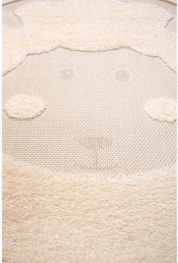 Royal Carpet Kinder Teppich Ecru Rund mit Durchmesser 120cm Dicke 22mm